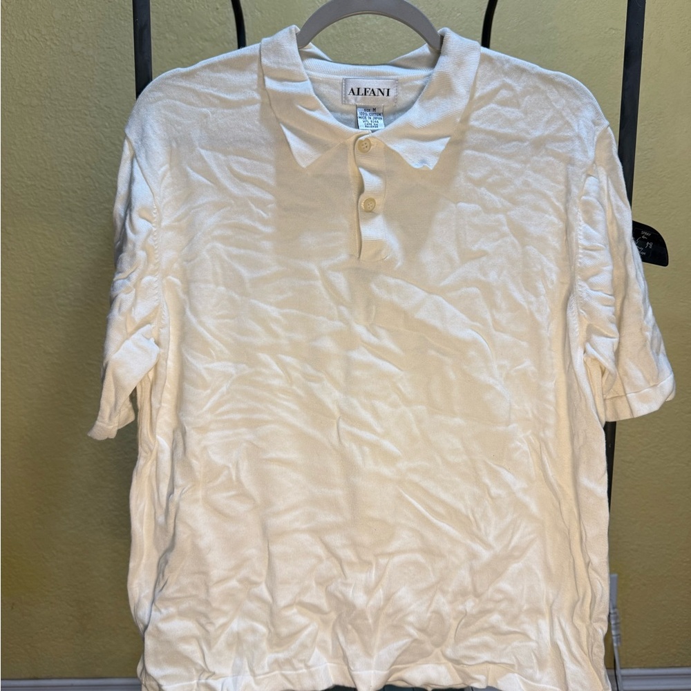 Alfani Men's Cream Polo Shirt